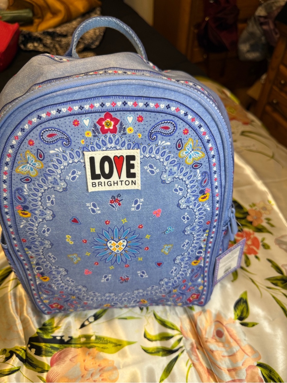 Brighton “Love Brighton” Blue Bandana Print Mini Backpack NWT